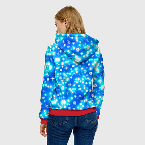 Женская толстовка Снеговик в шапке / 3D-Красный – фото 4