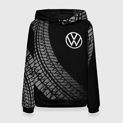 Толстовка-худи женская Volkswagen tire tracks, цвет: 3D-черный