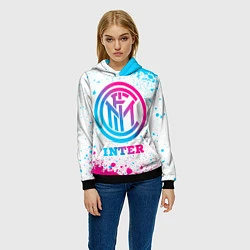 Толстовка-худи женская Inter neon gradient style, цвет: 3D-черный — фото 2