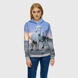 Толстовка-худи женская Белый конь, цвет: 3D-меланж — фото 2