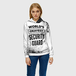 Толстовка-худи женская Worlds okayest security guard - white, цвет: 3D-белый — фото 2