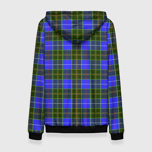 Женская толстовка Ткань Шотландка сине-зелёная / 3D-Черный – фото 2