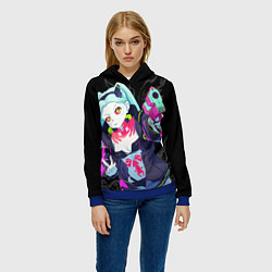 Толстовка-худи женская Ребекка: Cyberpunk, цвет: 3D-синий — фото 2