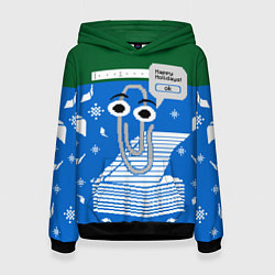 Толстовка-худи женская Скрепка Microsoft, цвет: 3D-черный