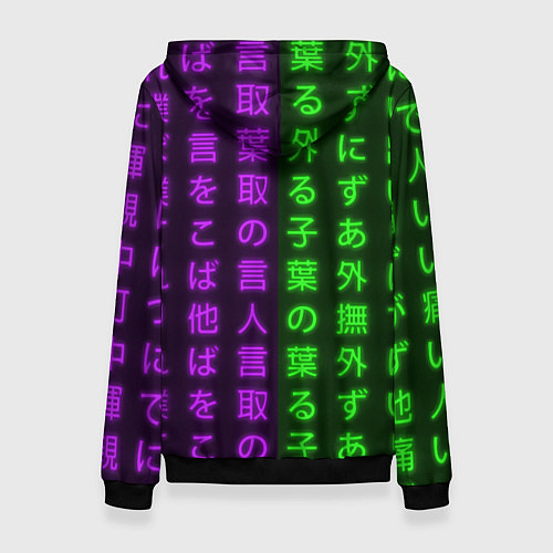 Женская толстовка Люси и неоновые иероглифы / 3D-Черный – фото 2