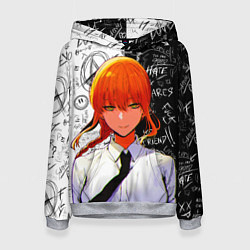 Толстовка-худи женская Макима в костюме - Человек бензопила, цвет: 3D-меланж