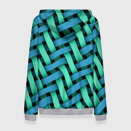 Женская толстовка Сине-зелёная плетёнка - оптическая иллюзия / 3D-Меланж – фото 2