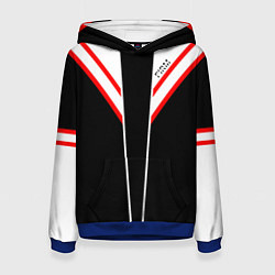 Толстовка-худи женская FIRM черная с белым углом, цвет: 3D-синий