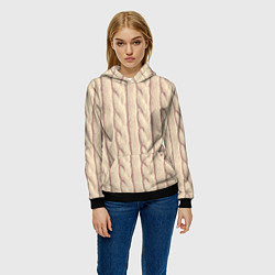 Толстовка-худи женская Светлый вязаный свитер, цвет: 3D-черный — фото 2