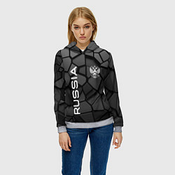 Толстовка-худи женская Черная броня Россия, цвет: 3D-меланж — фото 2