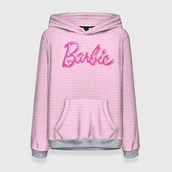 Женская толстовка Барби - логотип на клетчатом фоне