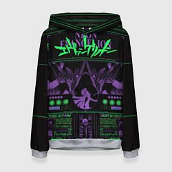 Толстовка-худи женская Evangelion neon poster, цвет: 3D-меланж