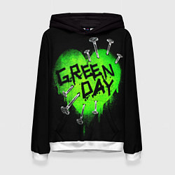 Толстовка-худи женская Green day heart nails, цвет: 3D-белый