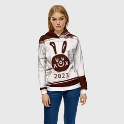 Толстовка-худи женская НГ Кролик рисованный на светлом, цвет: 3D-белый — фото 2