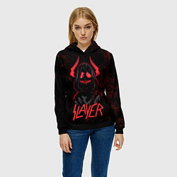 Толстовка-худи женская Slayer - рок 80-х, цвет: 3D-черный — фото 2