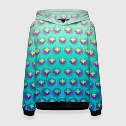 Толстовка-худи женская Неоновые крестики, цвет: 3D-черный