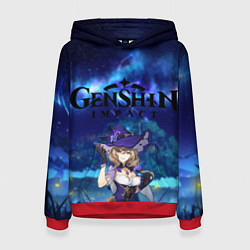 Толстовка-худи женская Genshin Impact Mona, цвет: 3D-красный