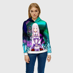 Толстовка-худи женская Re: Zero - Emilia, цвет: 3D-белый — фото 2