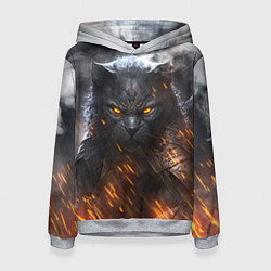Толстовка-худи женская Воинственный кот, цвет: 3D-меланж