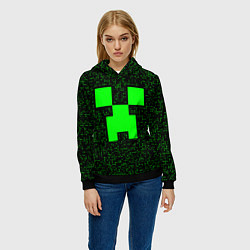 Толстовка-худи женская Minecraft green squares, цвет: 3D-черный — фото 2