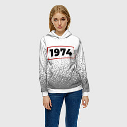 Толстовка-худи женская 1974 - в красной рамке на светлом, цвет: 3D-белый — фото 2