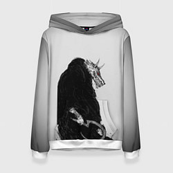 Толстовка-худи женская Хоррор волк, цвет: 3D-белый