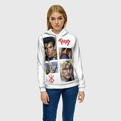 Толстовка-худи женская Оуэн Уилсон и Бен Стиллер в аниме Берсерк, цвет: 3D-белый — фото 2