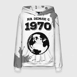 Толстовка-худи женская На Земле с 1970: краска на светлом, цвет: 3D-белый