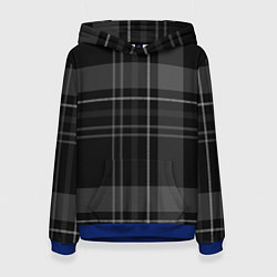 Толстовка-худи женская Темная клетка, цвет: 3D-синий