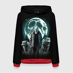 Толстовка-худи женская Король и Шут Лесник с волками, цвет: 3D-красный