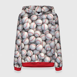 Толстовка-худи женская Бейсбольные мячи, цвет: 3D-красный