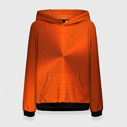 Толстовка-худи женская Оранжевый волнообразный дисковый узор, цвет: 3D-черный