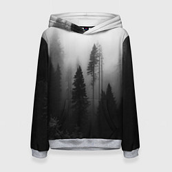Толстовка-худи женская Красивый лес и туман, цвет: 3D-меланж