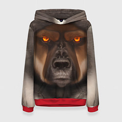 Толстовка-худи женская Тещин медведь, цвет: 3D-красный