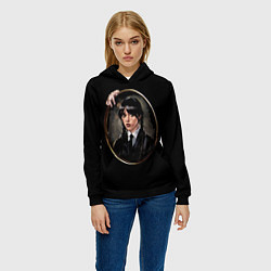 Толстовка-худи женская Портрет Уэнсдей Аддамс, цвет: 3D-черный — фото 2