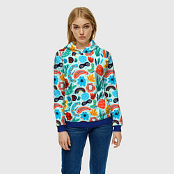 Толстовка-худи женская Colorful patterns, цвет: 3D-синий — фото 2