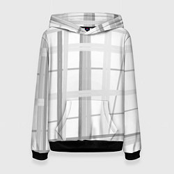 Толстовка-худи женская Светлая серая клетка, цвет: 3D-черный