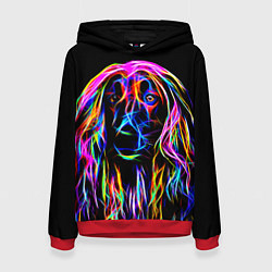 Толстовка-худи женская Dog - neon lines, цвет: 3D-красный