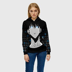 Толстовка-худи женская Сон Джин Ву и корейские символы, цвет: 3D-черный — фото 2