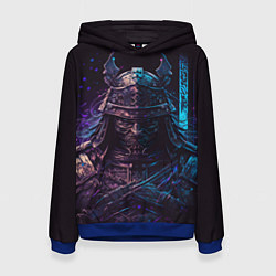 Толстовка-худи женская Самурай фиолетовый неон, цвет: 3D-синий