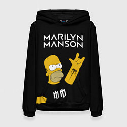 Толстовка-худи женская Marilyn Manson Гомер Симпсон рокер, цвет: 3D-черный
