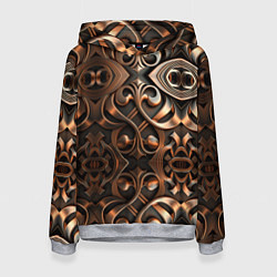Толстовка-худи женская Золотой узор - паттерн, цвет: 3D-меланж