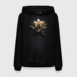Толстовка-худи женская Геометрическая золотая лилия, цвет: 3D-черный