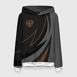 Толстовка-худи женская Россия герб, цвет: 3D-белый