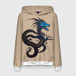 Толстовка-худи женская Irezumi - японский дракон, цвет: 3D-белый