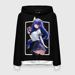 Толстовка-худи женская Школьница Шогун Райден, цвет: 3D-белый