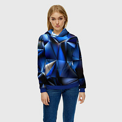 Толстовка-худи женская Polygon blue abstract, цвет: 3D-синий — фото 2