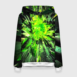 Толстовка-худи женская Fractal green explosion, цвет: 3D-белый