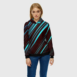 Толстовка-худи женская Stripes line neon color, цвет: 3D-черный — фото 2