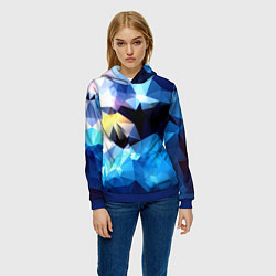Толстовка-худи женская Polygon blue abstract collection, цвет: 3D-синий — фото 2